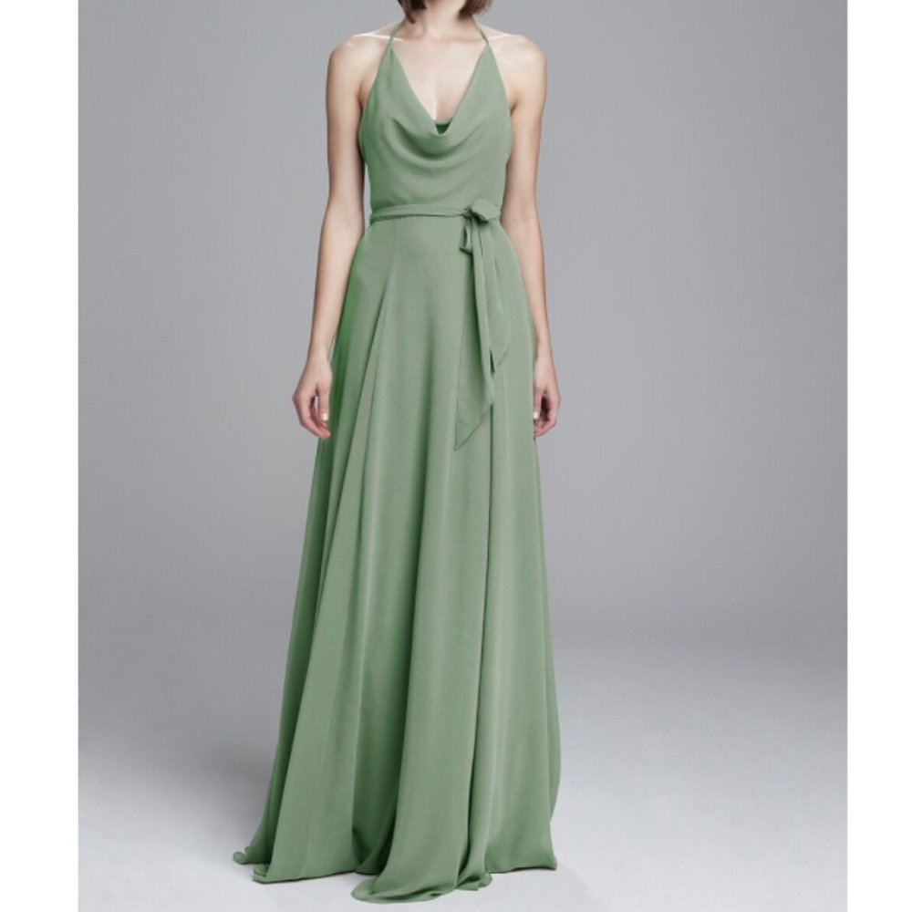 Amsale Daryn G8925+ Sage | Flat Chiffon